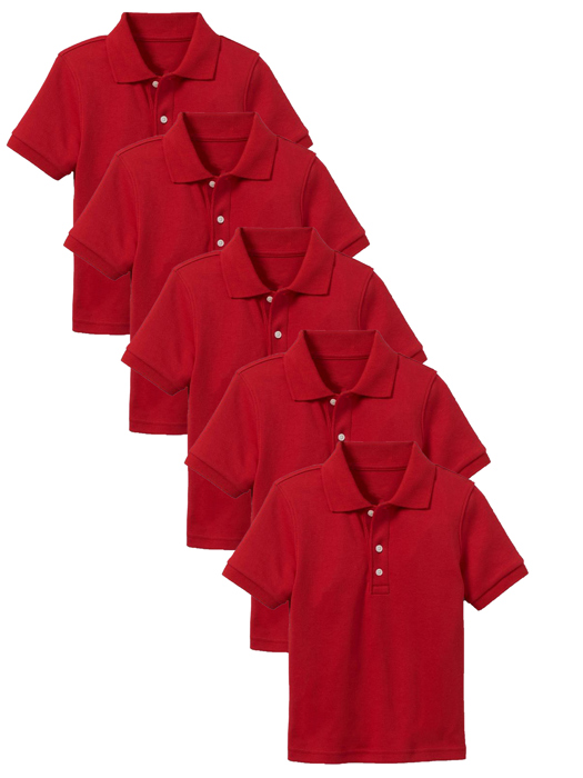 5-Pack School Uniform Tagless Polo Tshirt for Little Boys & Big Boys